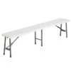Enduro Folding Bench - Polyethylene - White - Steel Frame - 72-in L X 12-in W X 17 1/2-in H